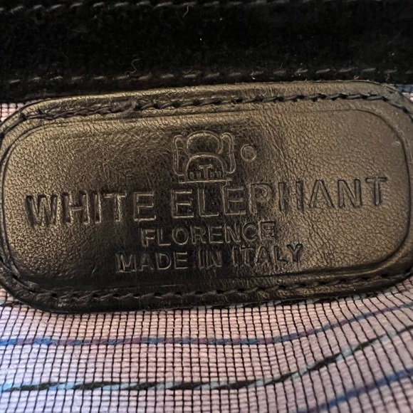 White Elephant Florence Italy linen canvas black fringe beaded tote aztec hippie - Picture 6 of 15